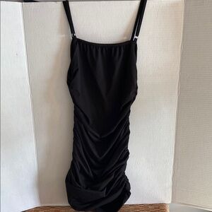 Stylish Black Gathered Dress